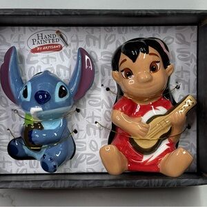Hand Painted Lilo & Stitch Figurine Set - Red and Blue